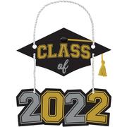 Gold & Silver Class of 2022 Graduation Fiberboard Sign with Tassel, 8in x 8.3in