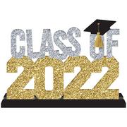Glitter Gold & Silver Class of 2022 Graduation Fiberboard Stand Sign, 11.9in x 7.75in