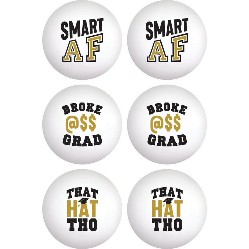 Smart AF Graduation Plastic Pong Balls, 1.5in, 6ct