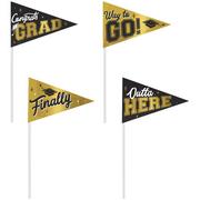 Metallic Best Is Yet to Come Graduation Cardstock & Plastic Pennant Flags, 8in x 12.5in, 4ct