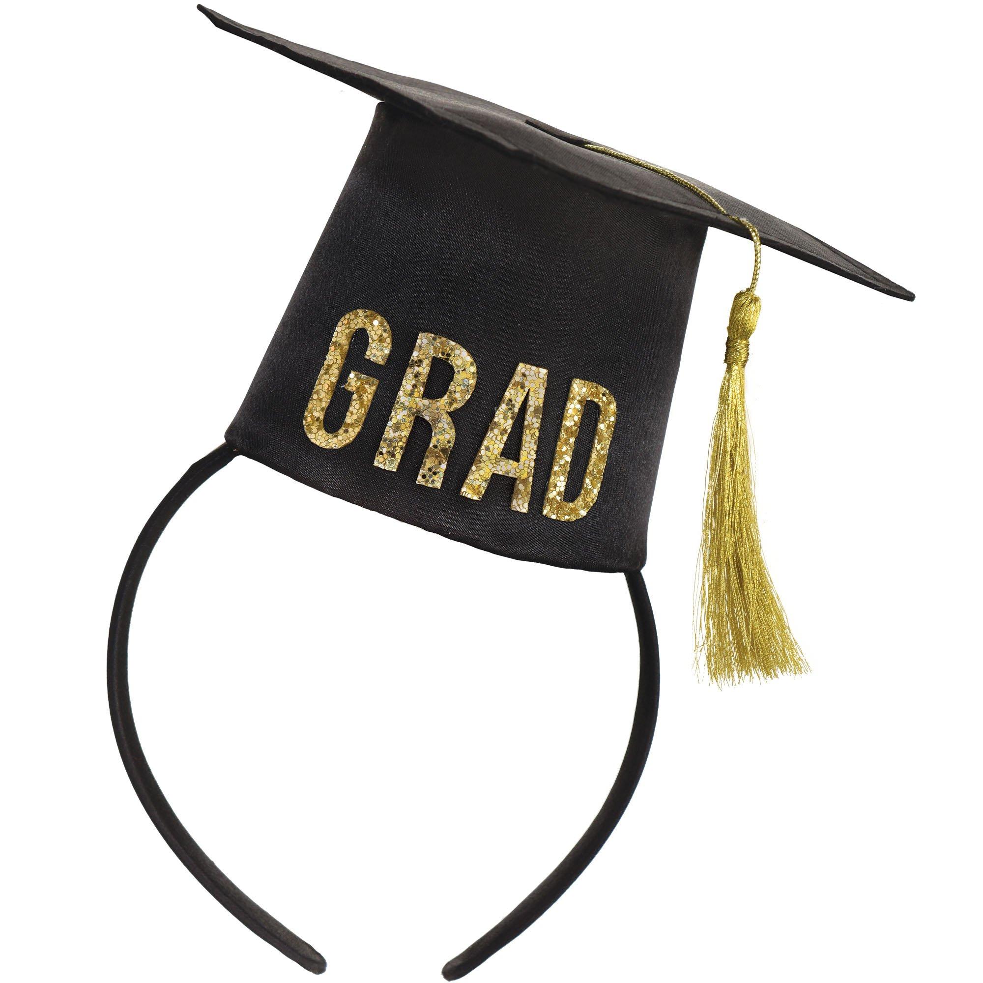 Black & Gold Grad Cap Headband