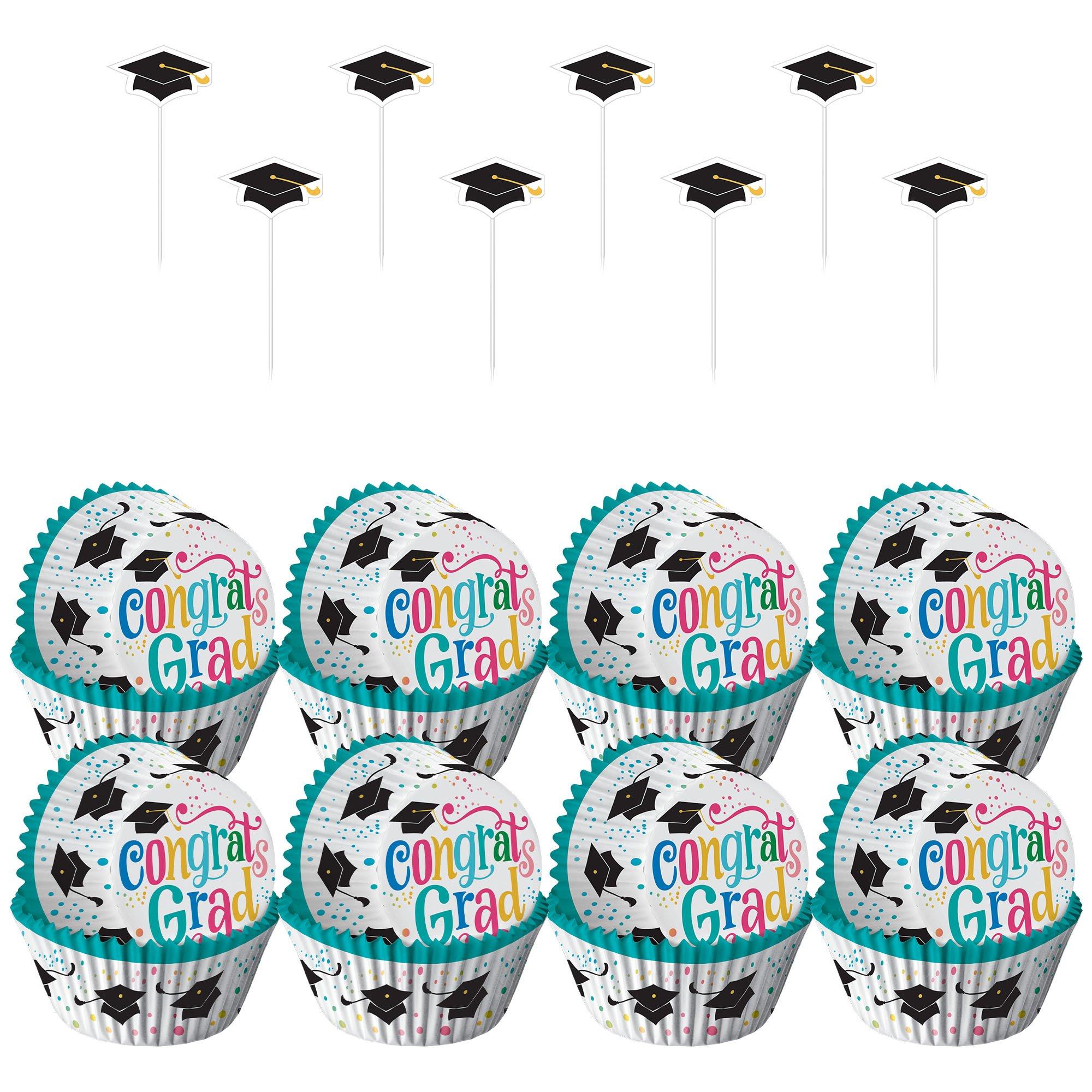 Follow Your Dreams Graduation Paper & Plastic Cupcake Decorating Kit for 24