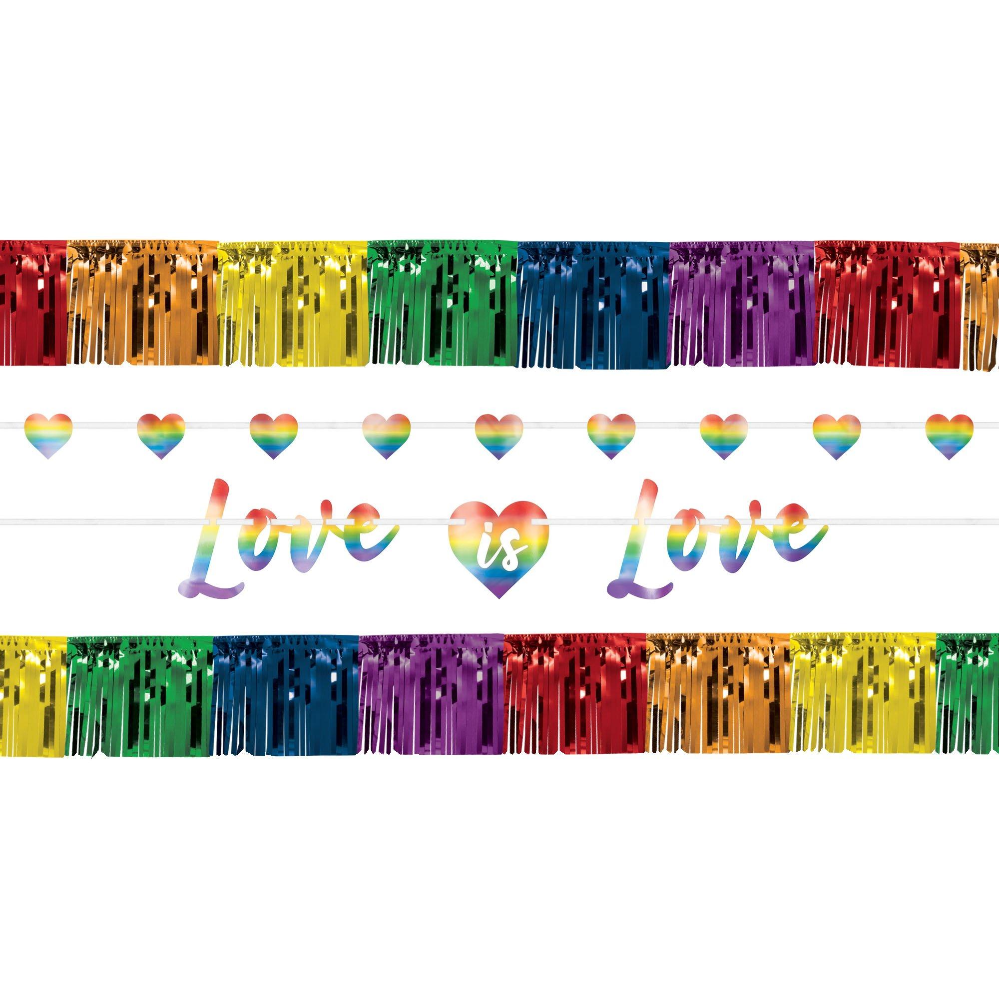Love Is Love Rainbow Pride Foil & Cardstock Banners, 4ct