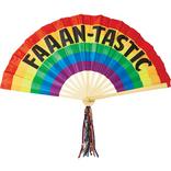 Fantastic Rainbow Pride Fabric & Wood Fan Deluxe, 25in x 12in