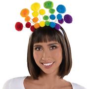 Rainbow Pride Pom-Pom Fabric & Plastic Headband, 10in x 9.1in