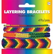 Rainbow Fabric Layering Friendship Bracelets, 4in, 4ct