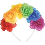 Rainbow Pride Flower Fabric & Plastic Headband, 6.4in x 6.5in