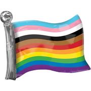 11-Stripe Inclusive LGBTQ Pride Flag Foil Balloon, 27in x 22in