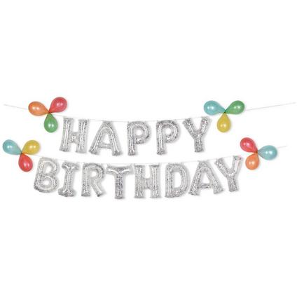 Air-Filled Happy Birthday Multicolor Confetti Balloon Phrase Banner, 16in Letters