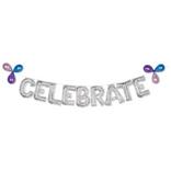 Air-Filled Celebrate Multicolor Confetti Balloon Phrase Banner, 16in Letters