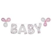 Air-Filled Baby Pink Confetti Balloon Phrase Banner, 16in Letters