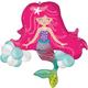 Smiling Mermaid Foil Balloon, 34in x 35.5in, with Latex Balloons
