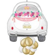 Just Married Car Foil Balloon, 37in x 28in, with Latex Balloons