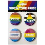Show Your Pride Rainbow Metal Buttons, 1.25in, 4ct