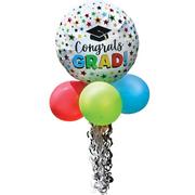 Air-filled Multicolor Star Congrats Grad Foil & Latex Balloon Yard Sign, 5.1ft