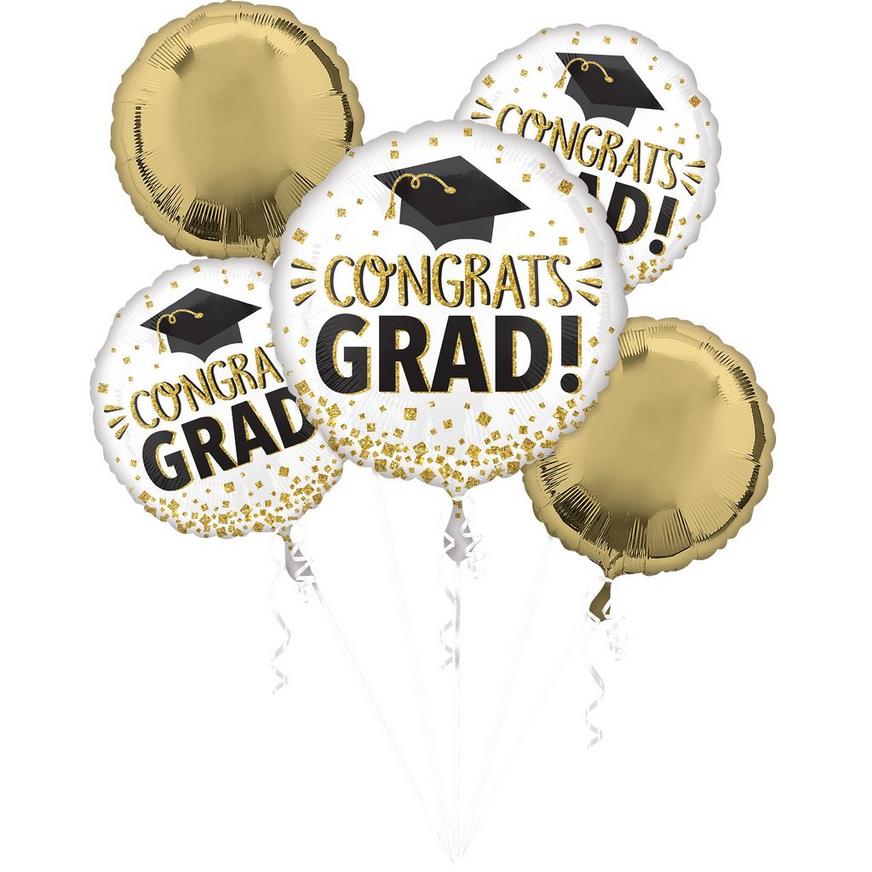 Glitter Congrats Grad Balloon Bouquet, 5pc