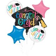 Congrats Grad Graduation Foil Balloon Bouquet, 5pc - Follow Your Dreams