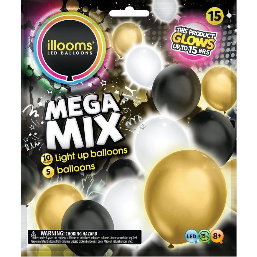 15 Count, Details about   ✅ illooms LED Light Up Gold Balloons 