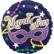 Masquerade Mask & Stars Mardi Gras Foil Balloon, 17in