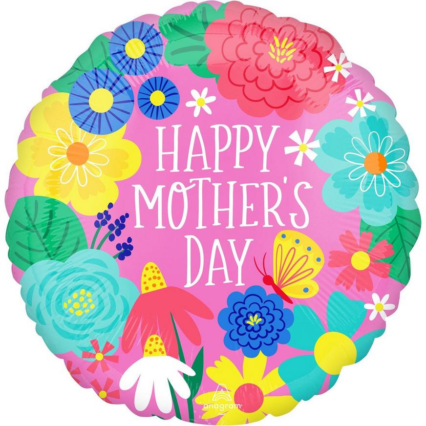 Pink Pretty Flowers Happy Mother's Day Foil Balloon, 18in