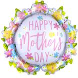 Floral Satin Happy Mother's Day Wreath Foil Balloon, 30in