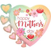 Ombre Border Floral Happy Mother's Day Heart Cluster Foil Balloon, 23in x 24in