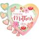 Ombre Border Floral Happy Mother's Day Heart Cluster Foil Balloon, 23in x 24in