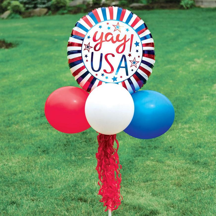 Air-Filled Patriotic Yay USA Foil & Latex Balloon Yard Sign, 62in