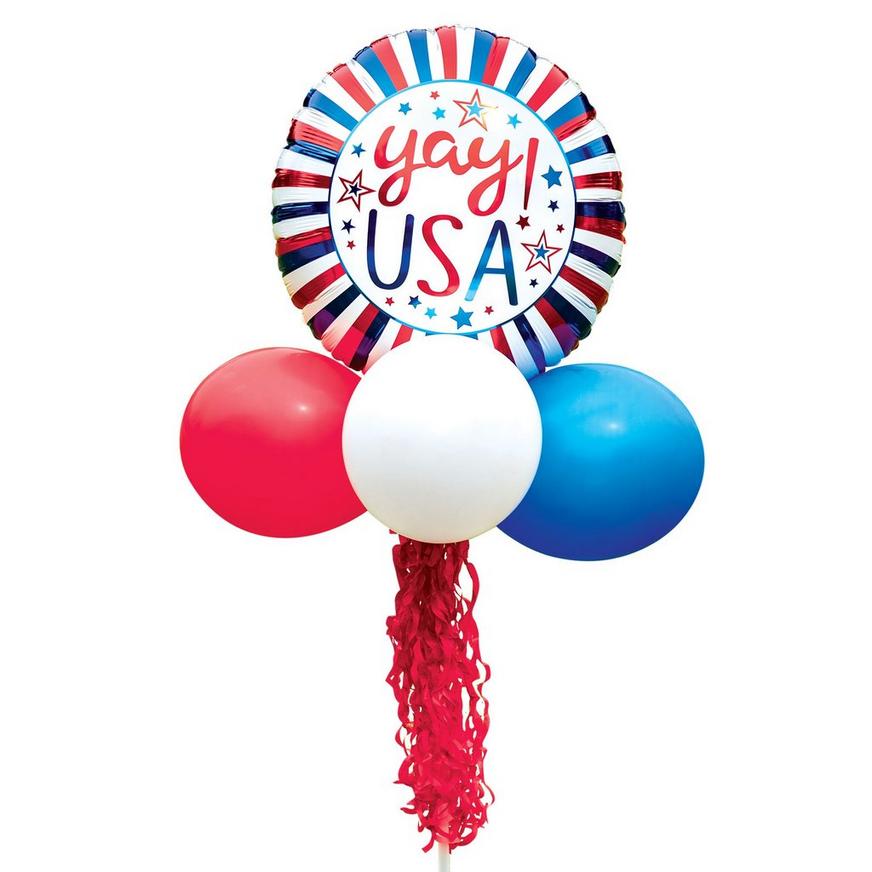Air-Filled Patriotic Yay USA Foil & Latex Balloon Yard Sign, 62in