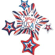 Patriotic Yay USA Star Cluster Foil Balloon, 35in