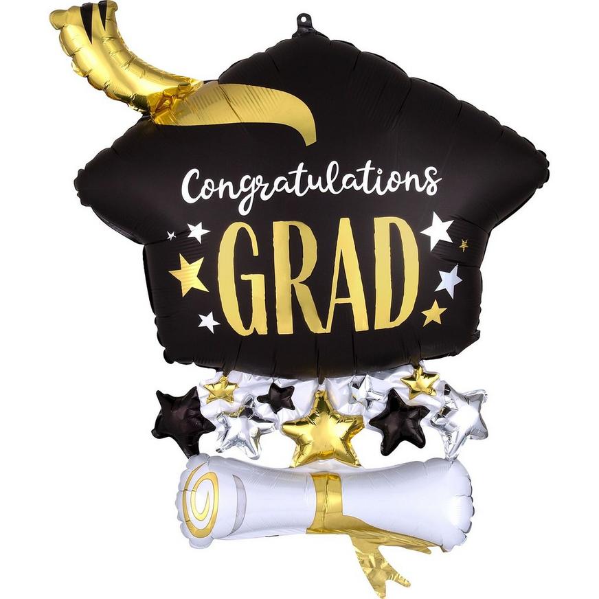 Grad Cap & Diploma Cluster Balloon, 25in
