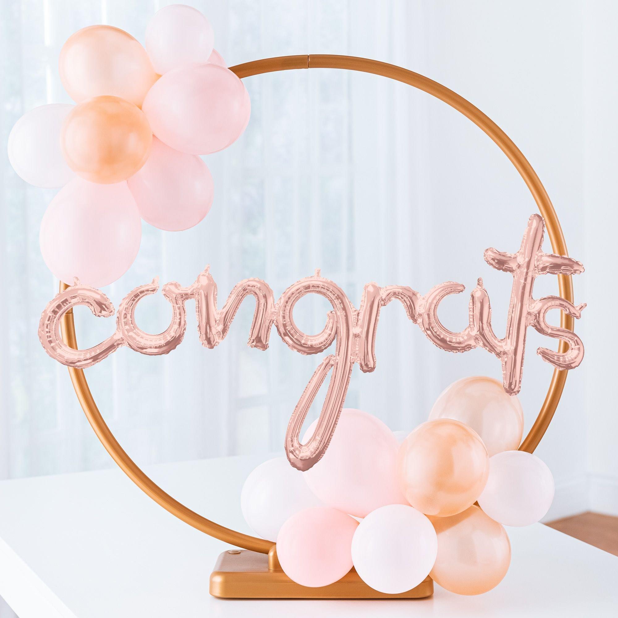 AirFilled Rose Gold & Pink Congrats Tabletop or Hangable Balloon Hoop Kit Party City