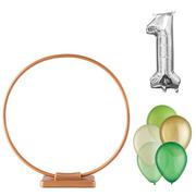 Air-Filled Silver & Green Number (1) Tabletop or Hangable Balloon Hoop Kit