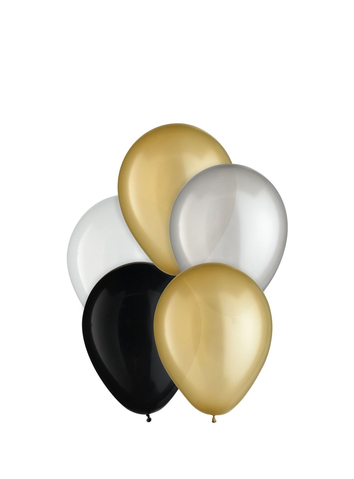Air-Filled Black, Silver & Gold Number (50) Tabletop or Hangable Balloon Hoop Kit
