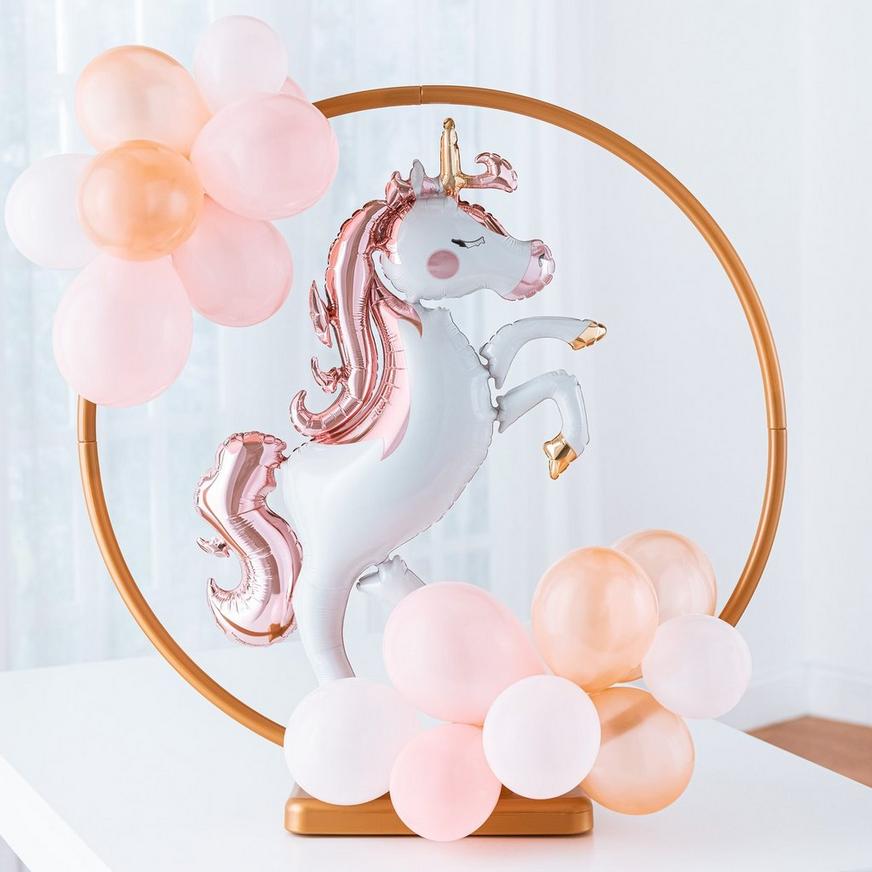 Air-Filled Multicolor Unicorn Tabletop or Hangable Balloon Hoop Kit