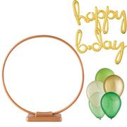 Air-Filled Gold & Green Happy B-Day Tabletop or Hangable Balloon Hoop Kit