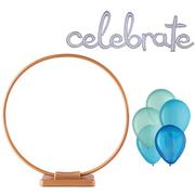 Air-Filled Prismatic Silver & Blue Celebrate Tabletop or Hangable Balloon Hoop Kit