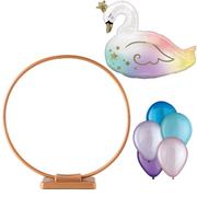 Air-Filled Multicolor Swan Tabletop or Hangable Balloon Hoop Kit