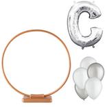 Air-Filled Silver Letter (C) Tabletop or Hangable Balloon Hoop Kit