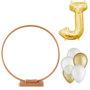 Air-Filled Gold Letter (J) Tabletop or Hangable Balloon Hoop Kit