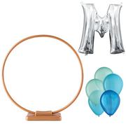 Air-Filled Silver & Blue Letter (M) Tabletop or Hangable Balloon Hoop Kit
