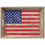 American Flag Wood Serving Tray, 16in x 11in