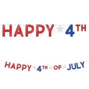 Happy Fourth of July Glitter Letter Banner, 12ft