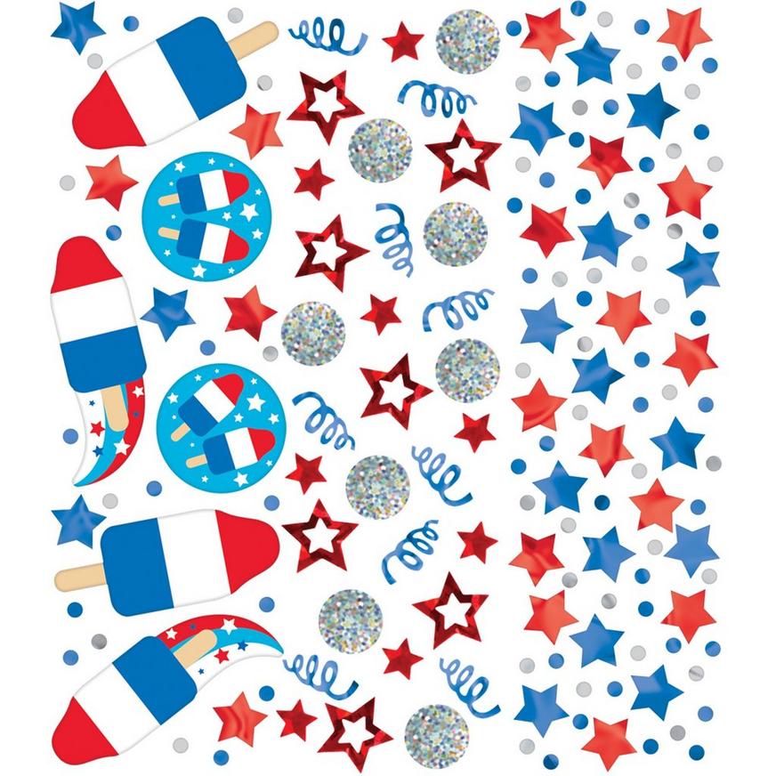 Patriotic Stars & Rocket Pops Foil & Paper Confetti, 1.2oz