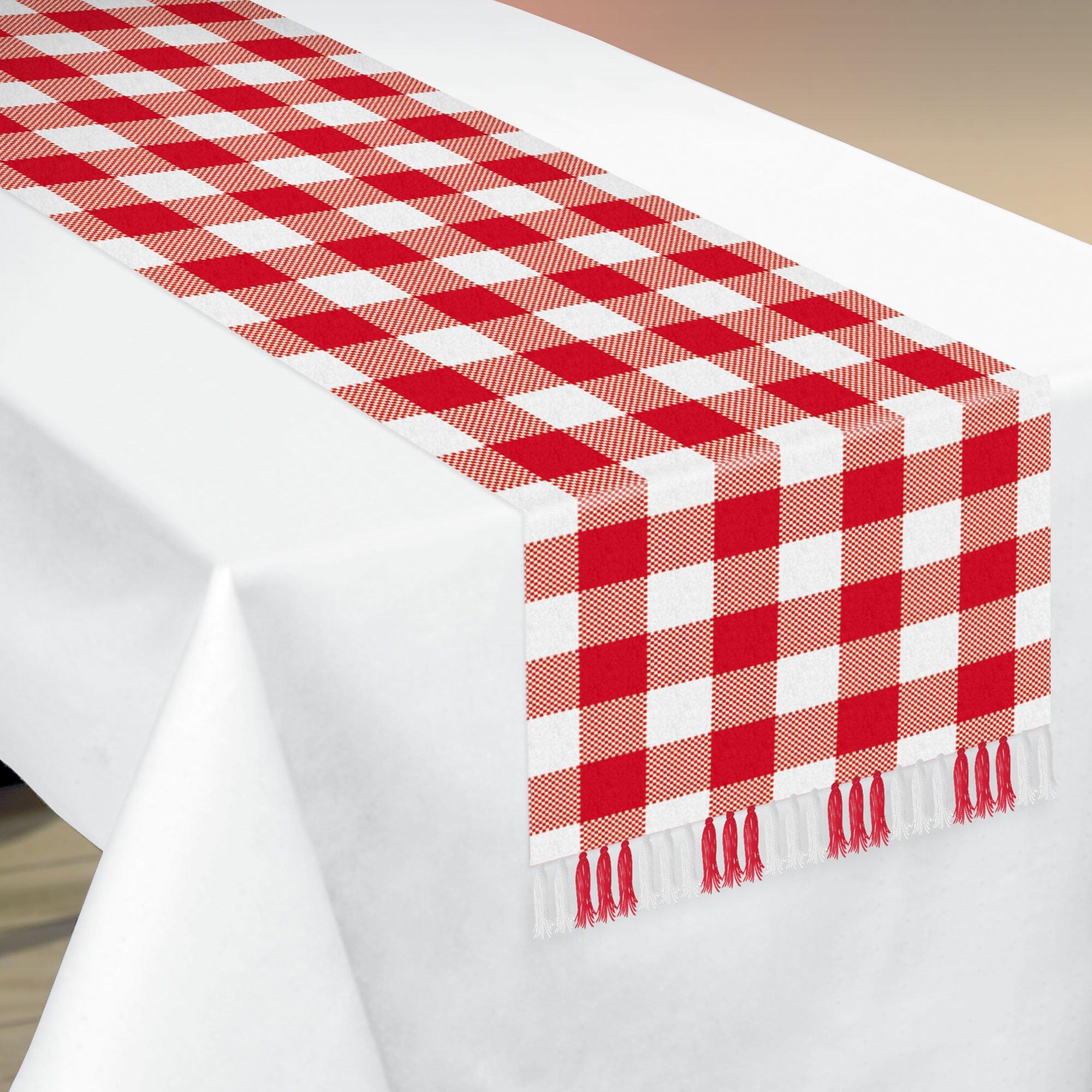 Red and deals white table runner