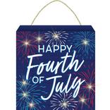 Light-Up July Fourth Fireworks MDF Sign, 11.7in x 11.7in