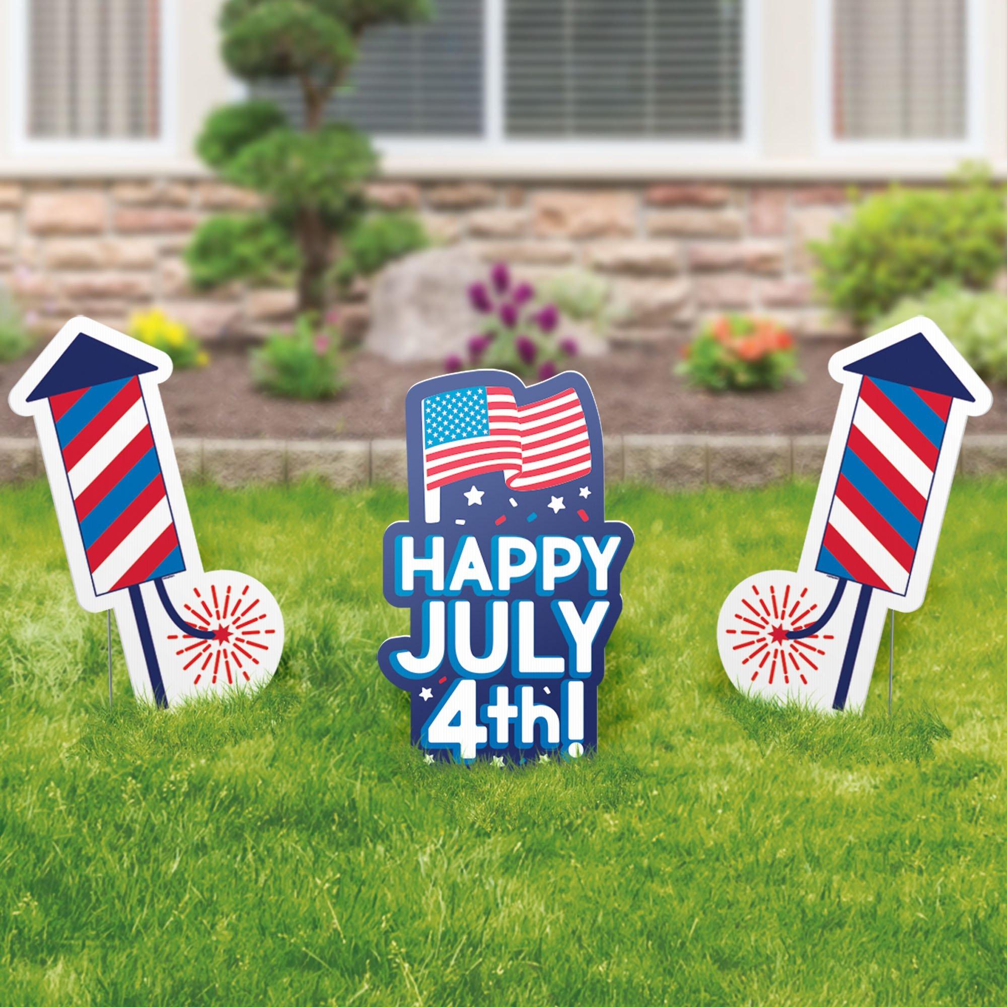 Patriotic Icons Corrugated Plastic Yard Sign Set, 16in x 25in, 3pc