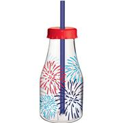Patriotic Celebration Plastic Bottle with Straw