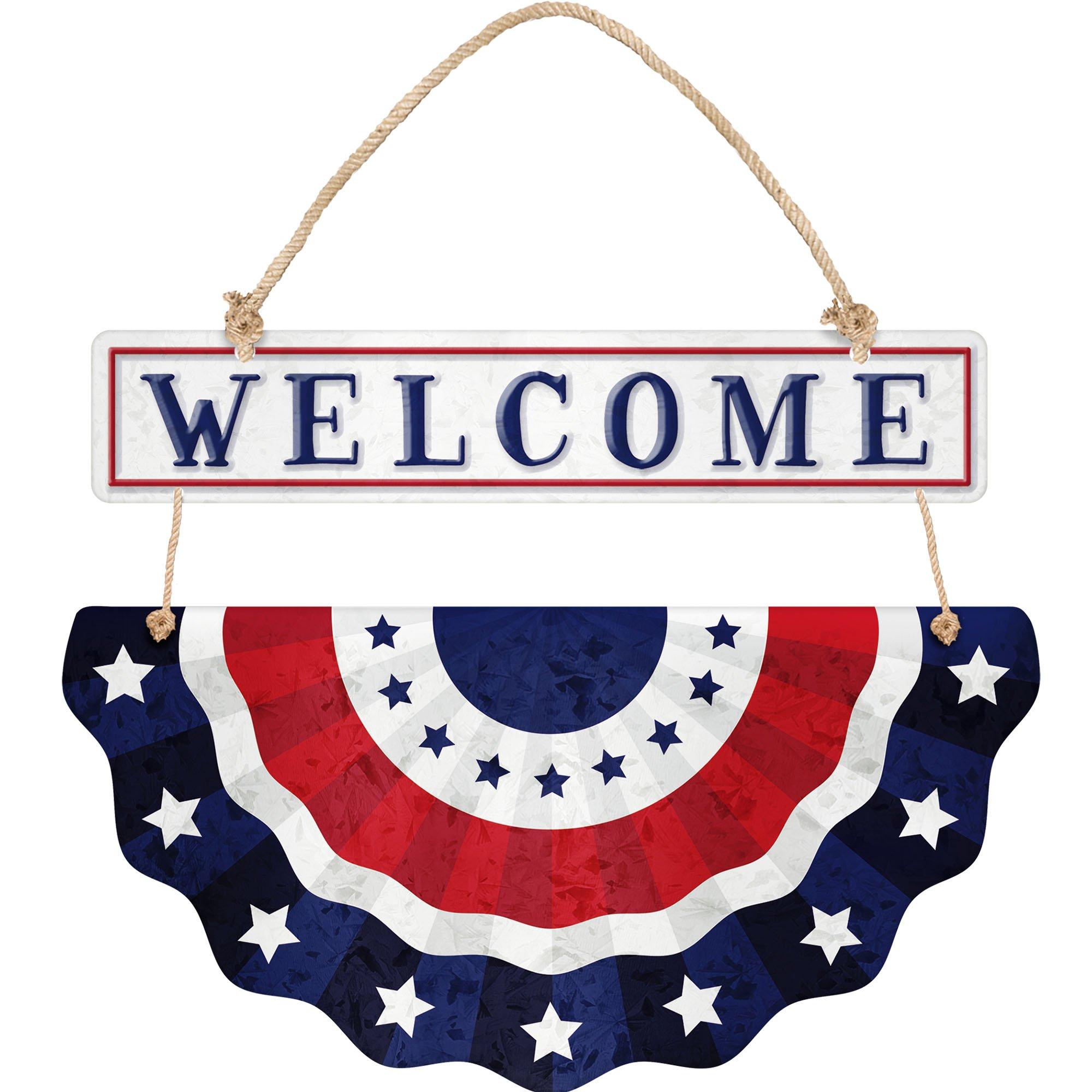 Patriotic Welcome Bunting Metal Sign, 15in x 12in | Party City
