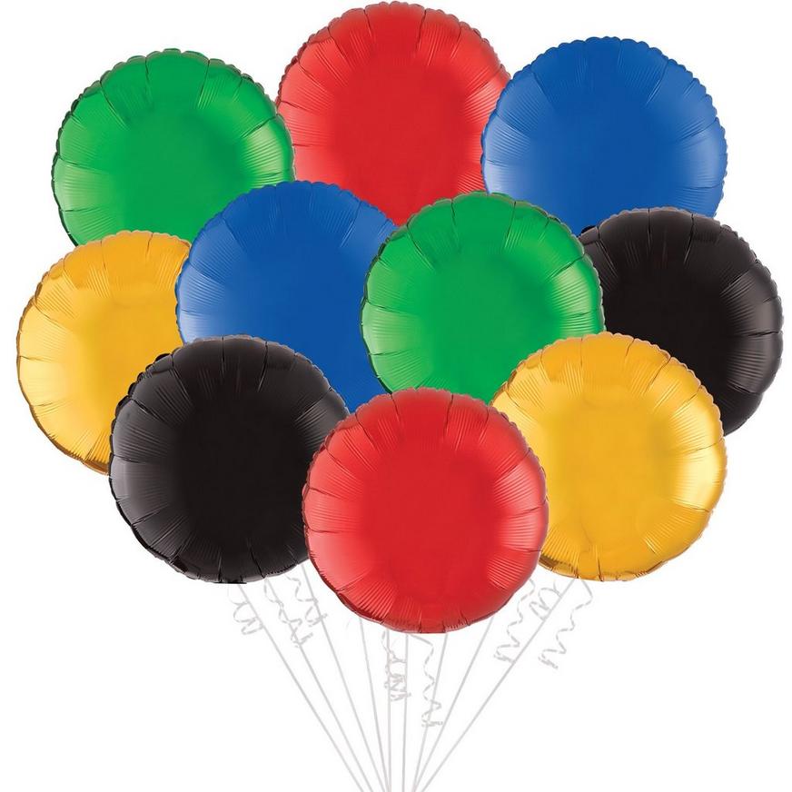 Olympics Foil Balloon Bouquet, 18in Round Balloons, 10pc